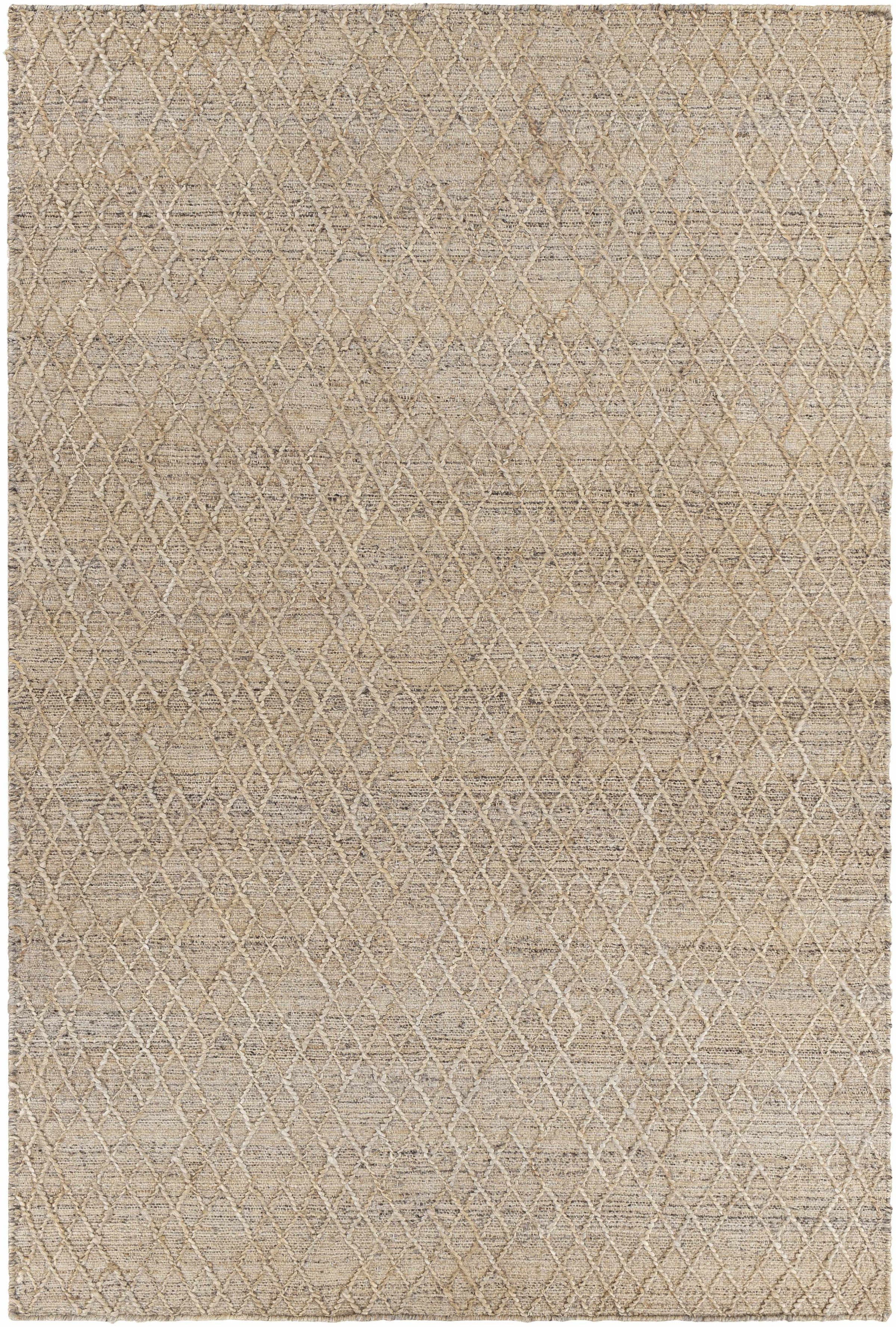 Charcoal Hand Woven 60% Jute, 40% Wool Global Rectangle Handmade rug, Indoor use only, no fringe, non-washable.