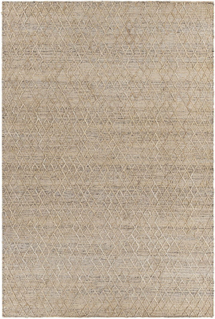 Charcoal Hand Woven 60% Jute, 40% Wool Global Rectangle Handmade rug, Indoor use only, no fringe, non-washable.