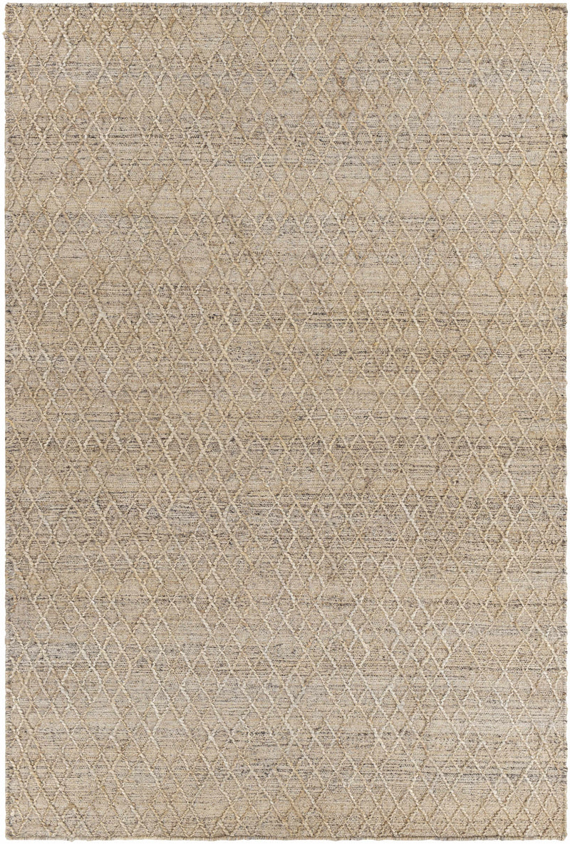 Charcoal Hand Woven 60% Jute, 40% Wool Global Rectangle Handmade rug, Indoor use only, no fringe, non-washable.
