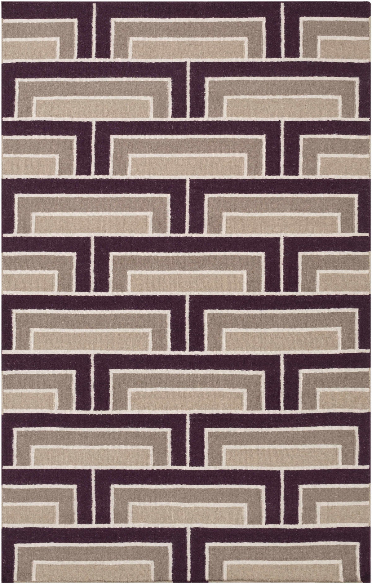 Plum Hand Woven 100% Wool Modern Rectangle Handmade rug, Indoor use only, no fringe, non-washable. runner also available