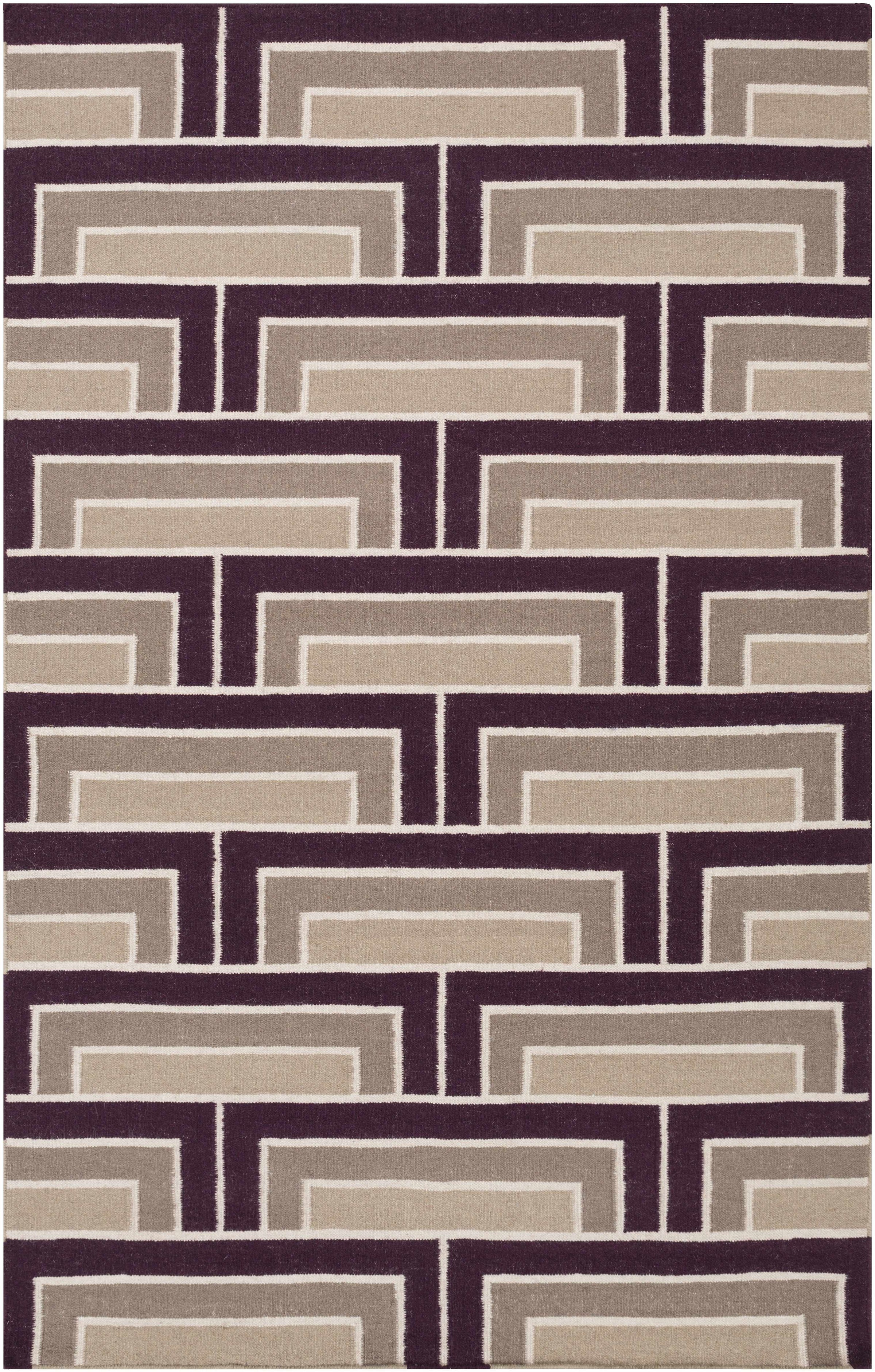 Plum Hand Woven 100% Wool Modern Rectangle Handmade rug, Indoor use only, no fringe, non-washable. runner also available