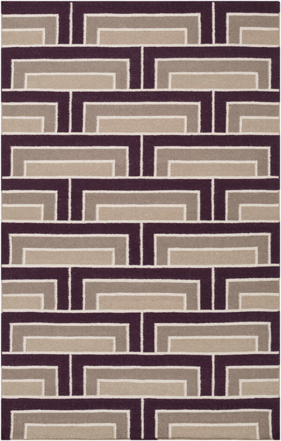 Plum Hand Woven 100% Wool Modern Rectangle Handmade rug, Indoor use only, no fringe, non-washable. runner also available