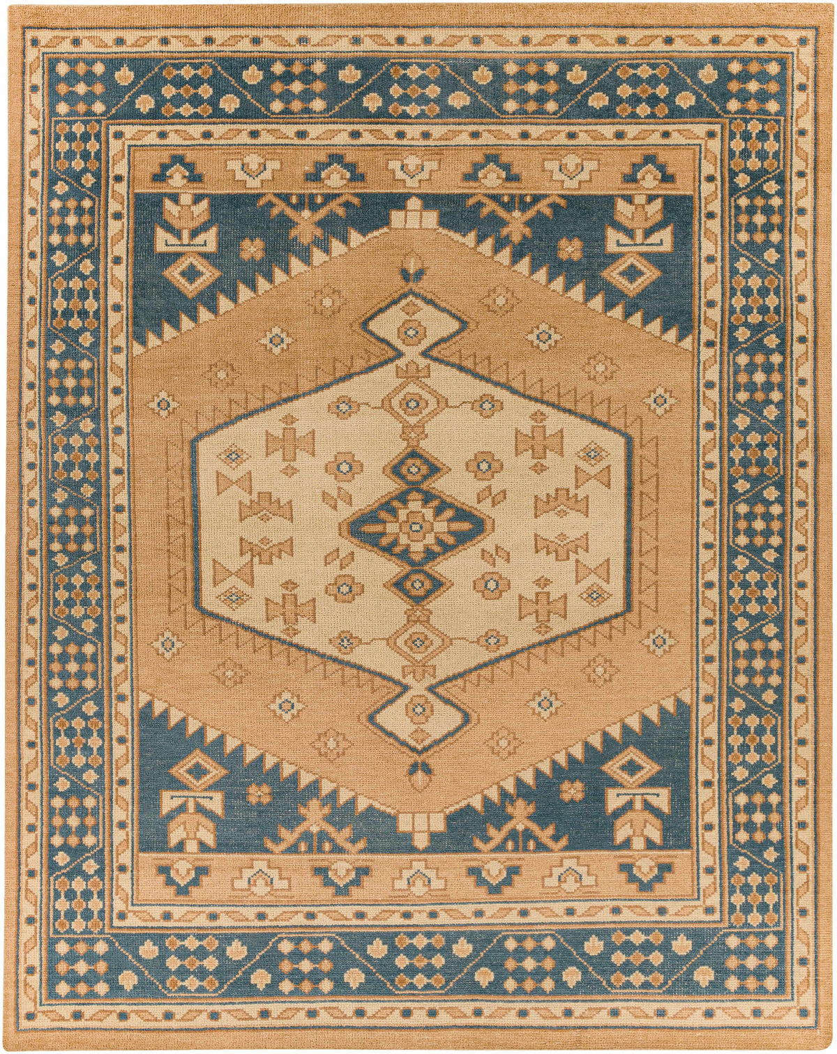 Camel Hand Knotted 100% Wool Traditional Rectangle Handmade rug, Indoor use only, no fringe, non-washable.