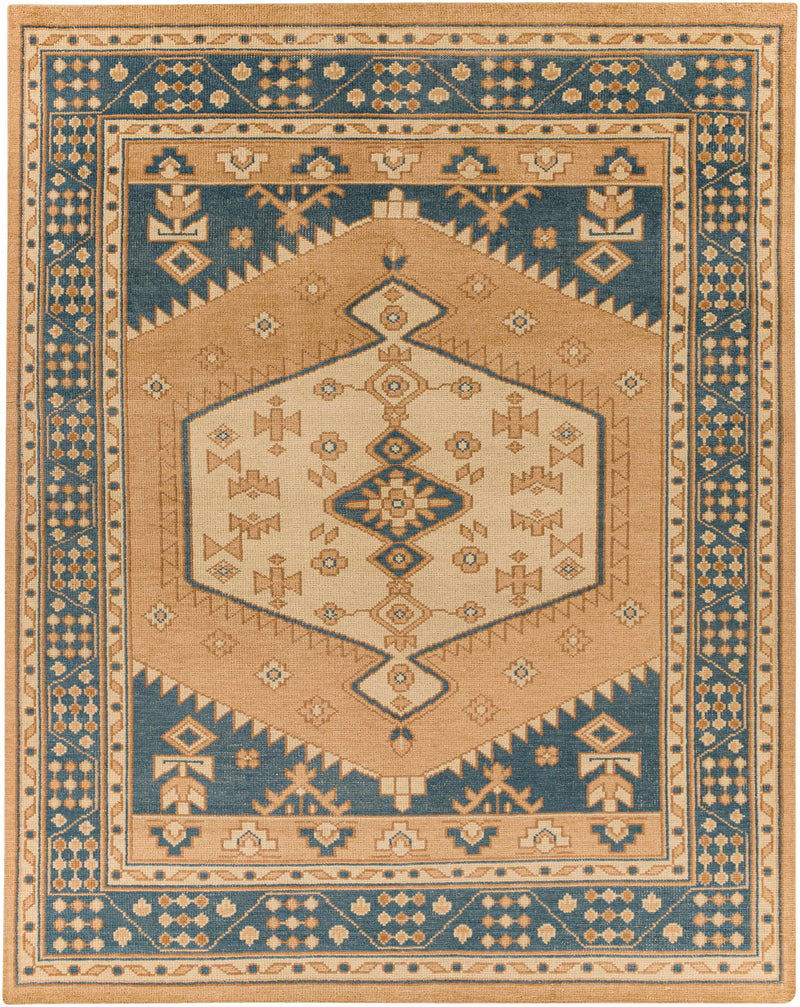 Camel Hand Knotted 100% Wool Traditional Rectangle Handmade rug, Indoor use only, no fringe, non-washable.