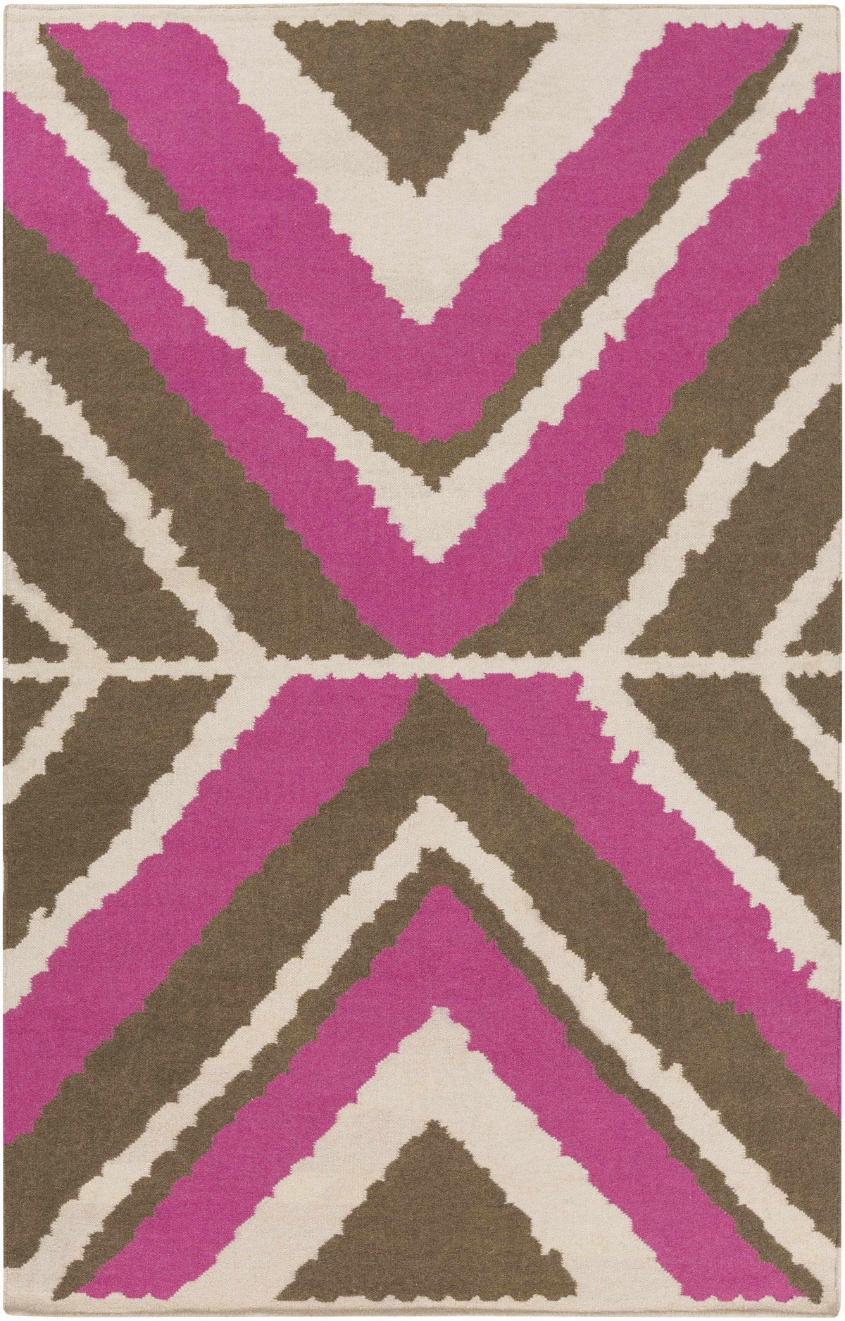 Fuchsia Hand Woven 100% Wool Modern Rectangle Handmade rug, Indoor use only, no fringe, non-washable. runner also available
