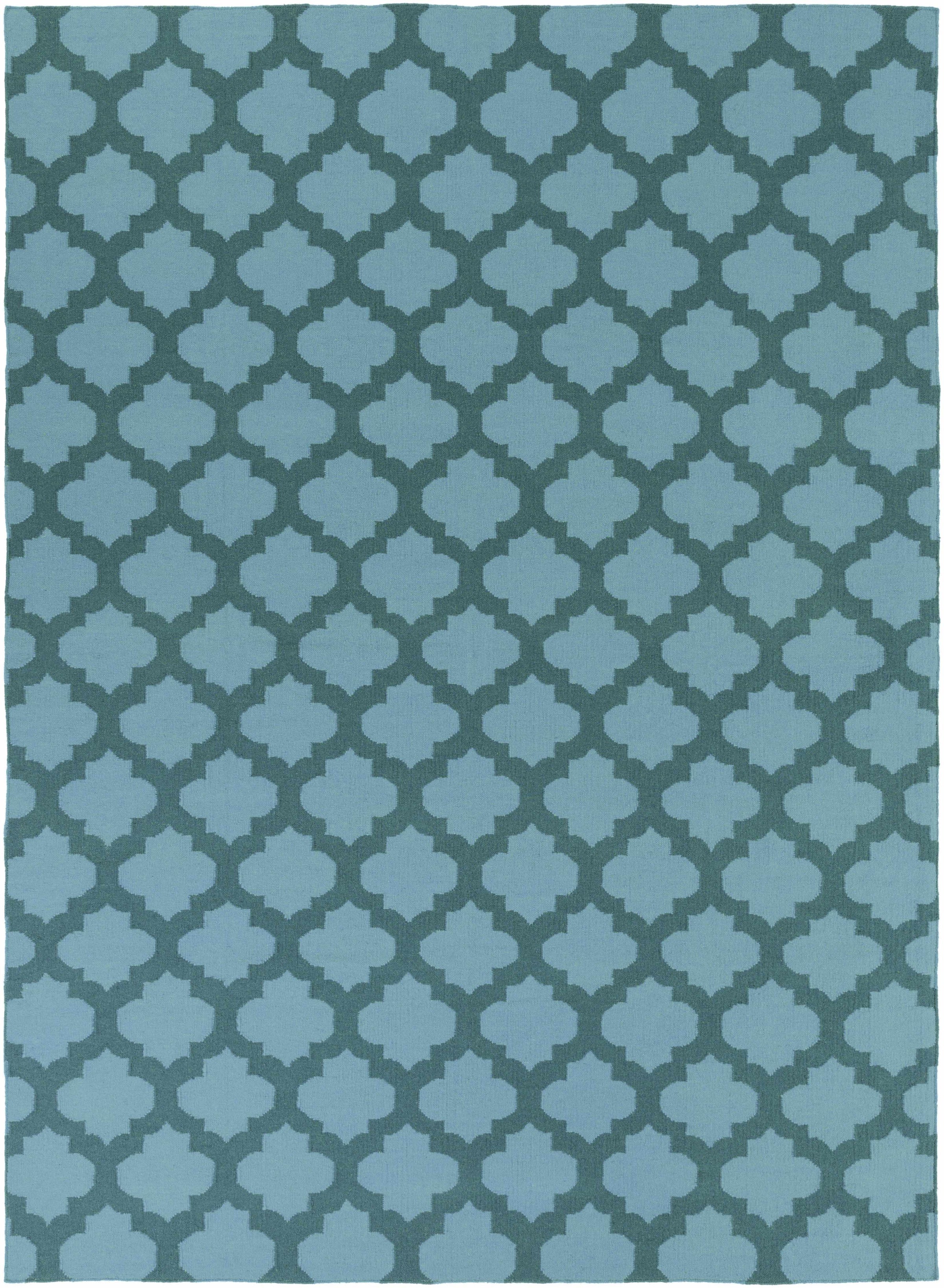 Teal Hand Woven 100% Wool Modern Rectangle Handmade rug, Indoor use only, no fringe, non-washable. runner also available