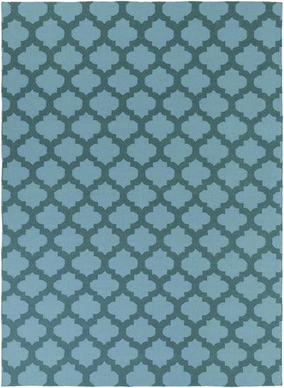 Teal Hand Woven 100% Wool Modern Rectangle Handmade rug, Indoor use only, no fringe, non-washable. runner also available