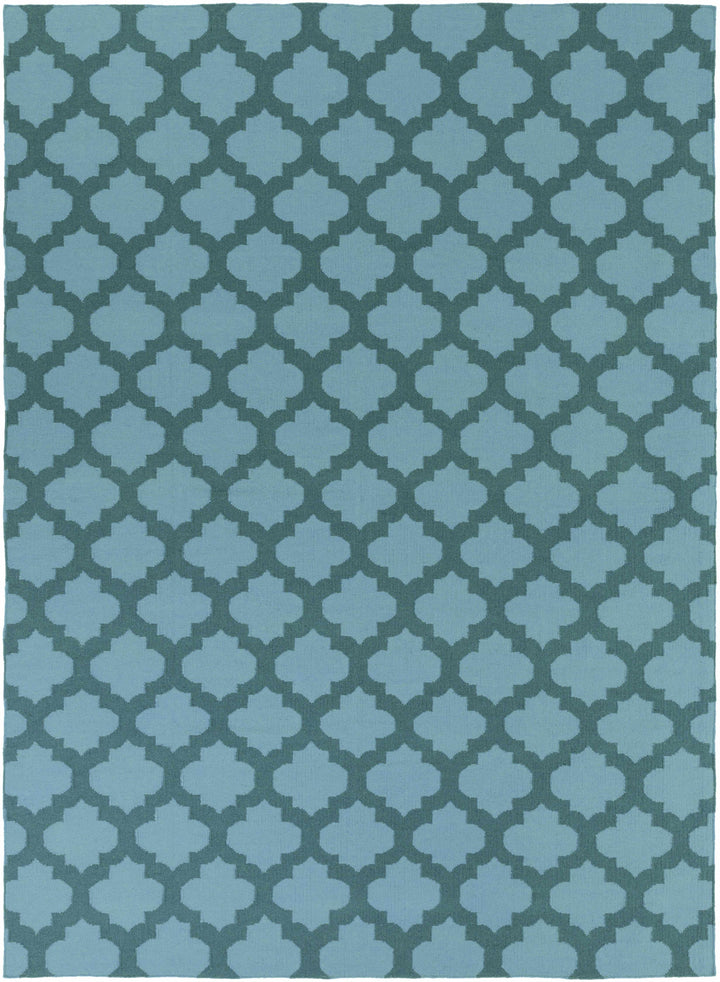 Teal Hand Woven 100% Wool Modern Rectangle Handmade rug, Indoor use only, no fringe, non-washable. runner also available