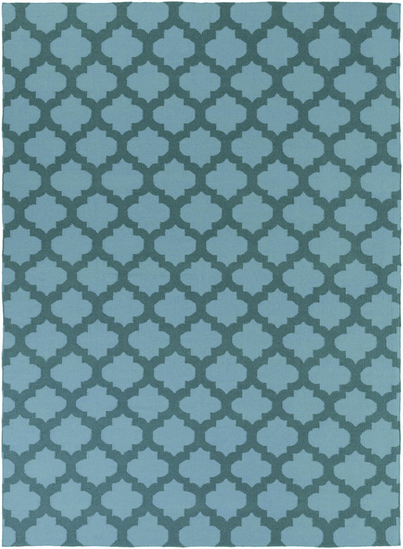 Teal Hand Woven 100% Wool Modern Rectangle Handmade rug, Indoor use only, no fringe, non-washable. runner also available