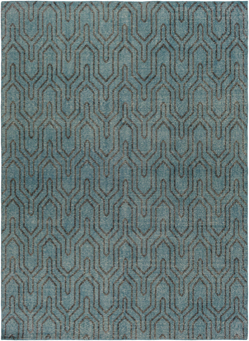 Deep Teal Hand Knotted 100% Wool Modern Rectangle Handmade rug, Indoor use only, no fringe, non-washable.