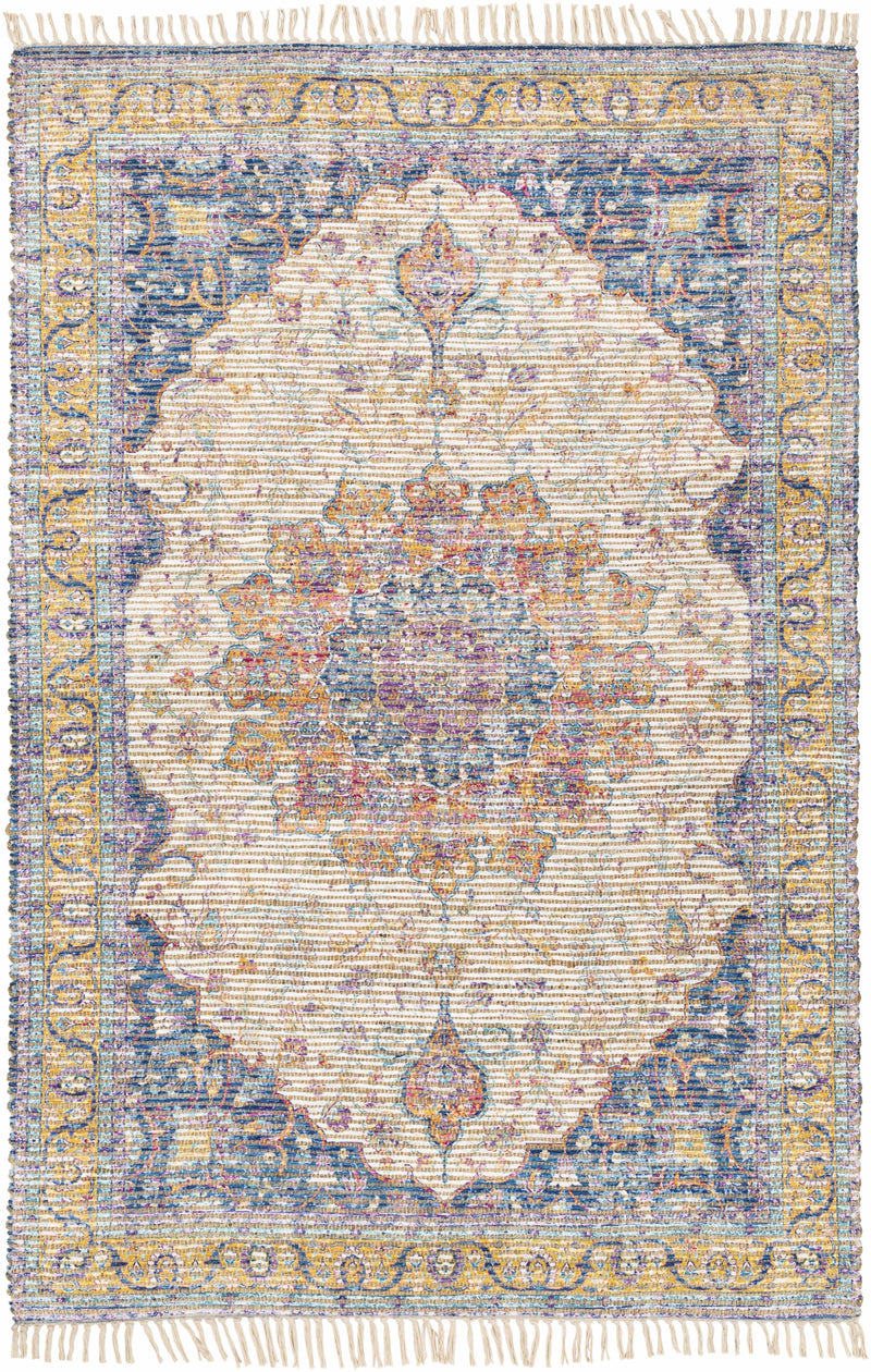 Tan Hand Woven 60% Jute, 30% Polyester, 10% Cotton Traditional Rectangle Handmade rug, Indoor use only, has fringe, non-washable.