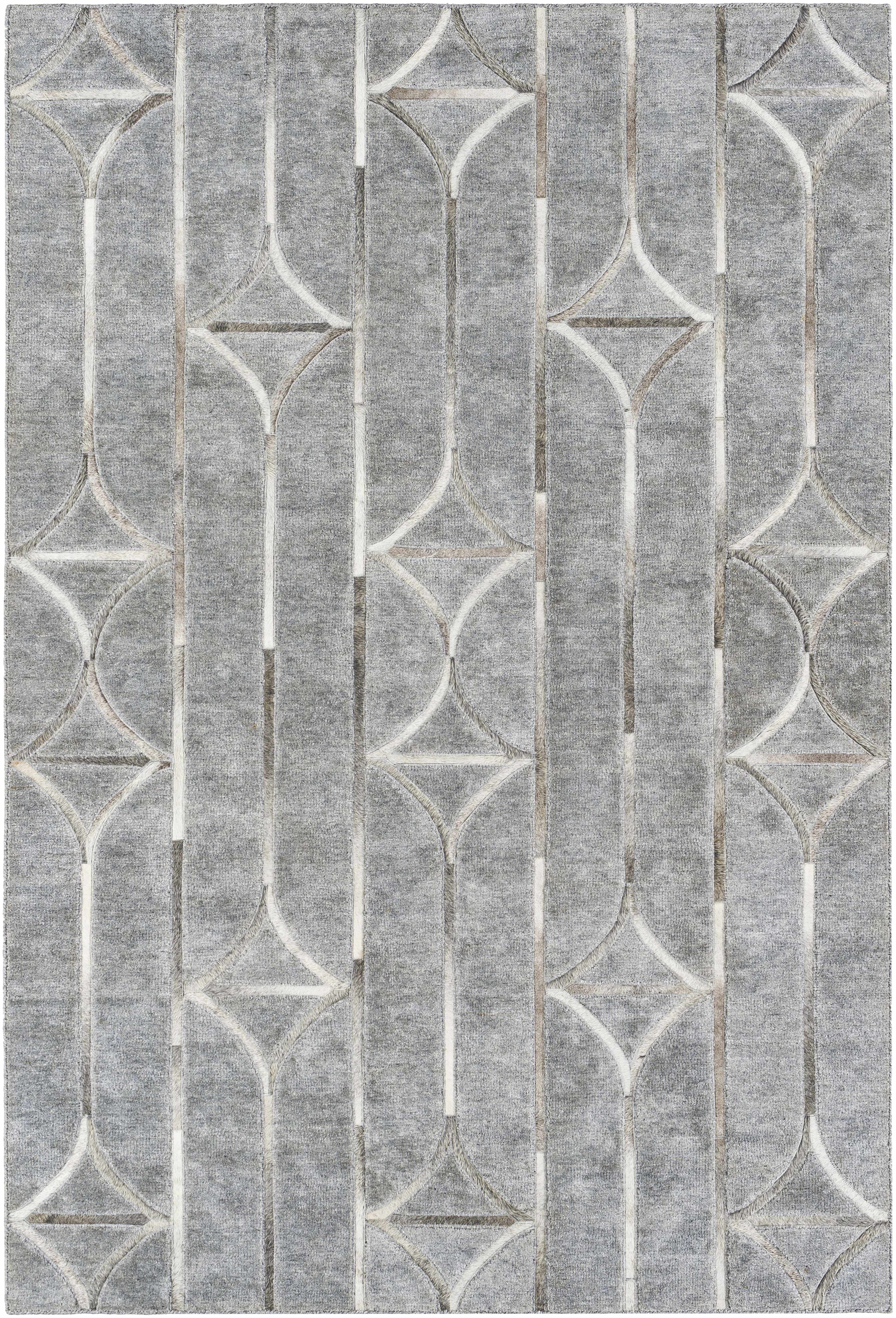 Charcoal Hand Crafted 80% Viscose, 20% Hair On Hide Modern Rectangle Handmade rug, Indoor use only, no fringe, non-washable.
