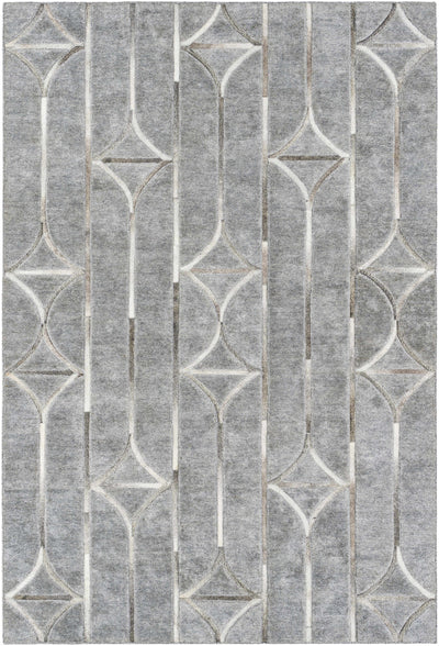Charcoal Hand Crafted 80% Viscose, 20% Hair On Hide Modern Rectangle Handmade rug, Indoor use only, no fringe, non-washable.