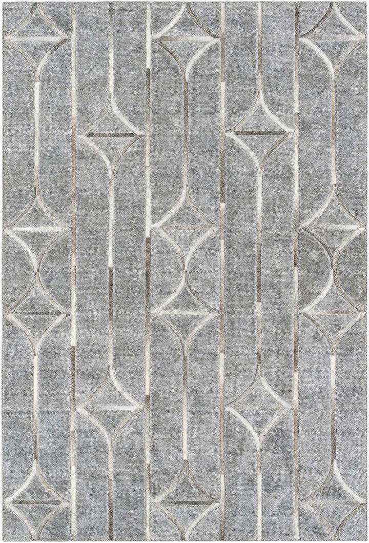 Charcoal Hand Crafted 80% Viscose, 20% Hair On Hide Modern Rectangle Handmade rug, Indoor use only, no fringe, non-washable.