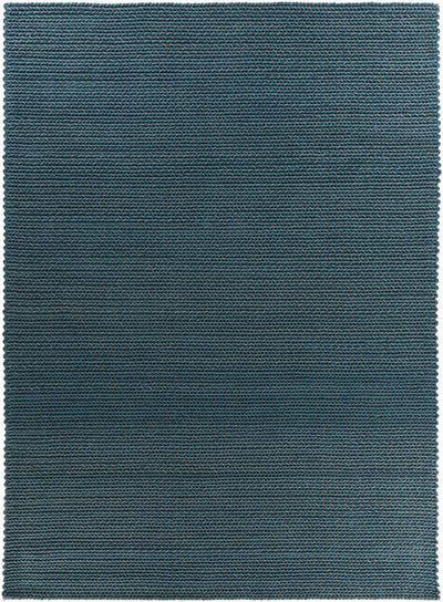 Deep Teal Hand Woven 100% Wool Cottage Rectangle Handmade rug, Indoor use only, no fringe, non-washable.