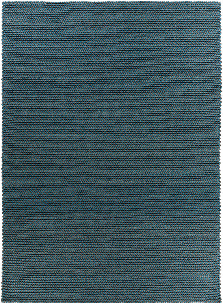 Deep Teal Hand Woven 100% Wool Cottage Rectangle Handmade rug, Indoor use only, no fringe, non-washable.