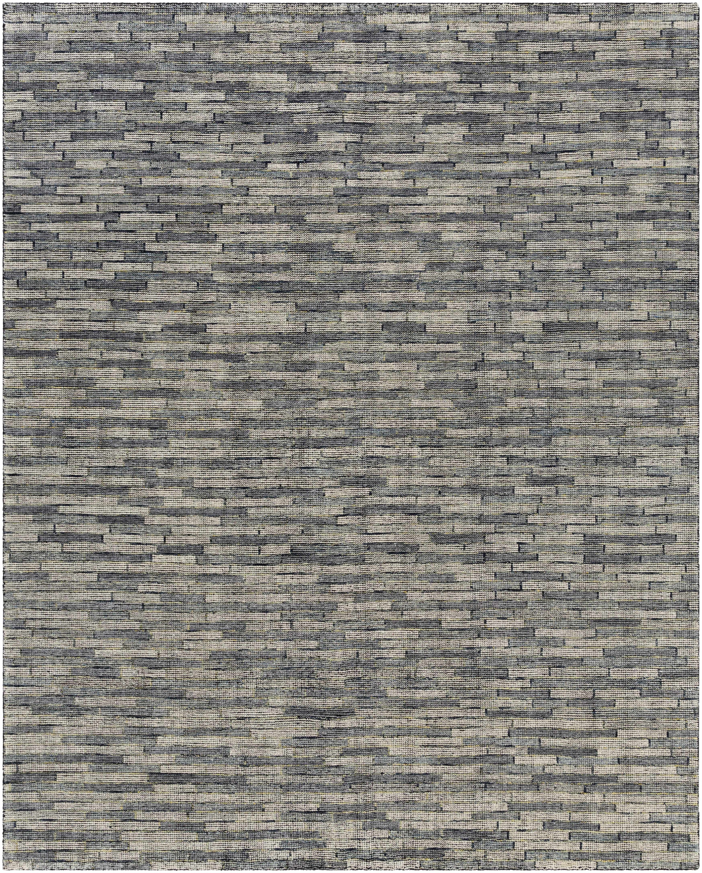 Ink Blue Hand Knotted 90% Wool, 10% Polyester Modern Rectangle Handmade rug, Indoor use only, no fringe, non-washable.