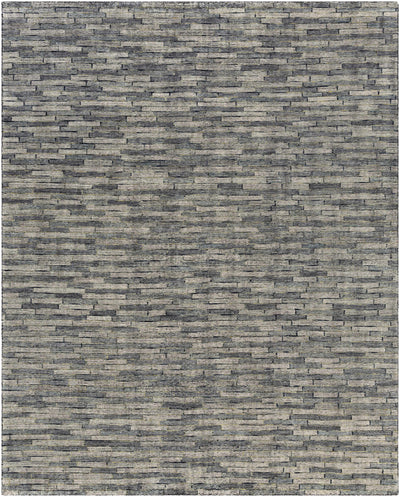 Ink Blue Hand Knotted 90% Wool, 10% Polyester Modern Rectangle Handmade rug, Indoor use only, no fringe, non-washable.