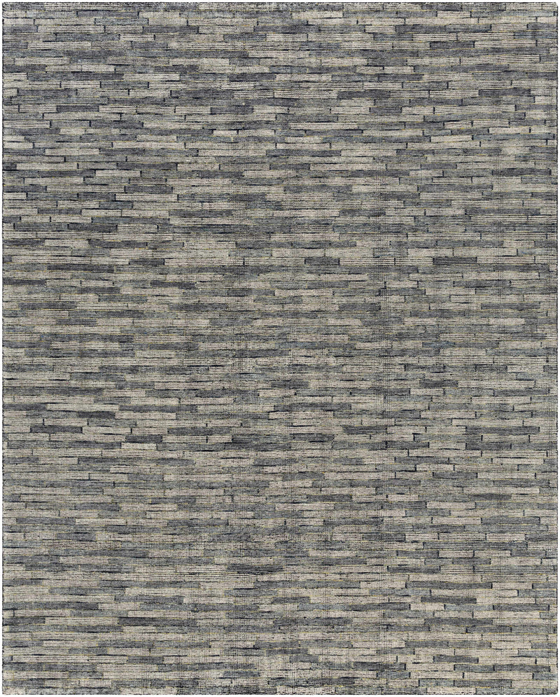 Ink Blue Hand Knotted 90% Wool, 10% Polyester Modern Rectangle Handmade rug, Indoor use only, no fringe, non-washable.