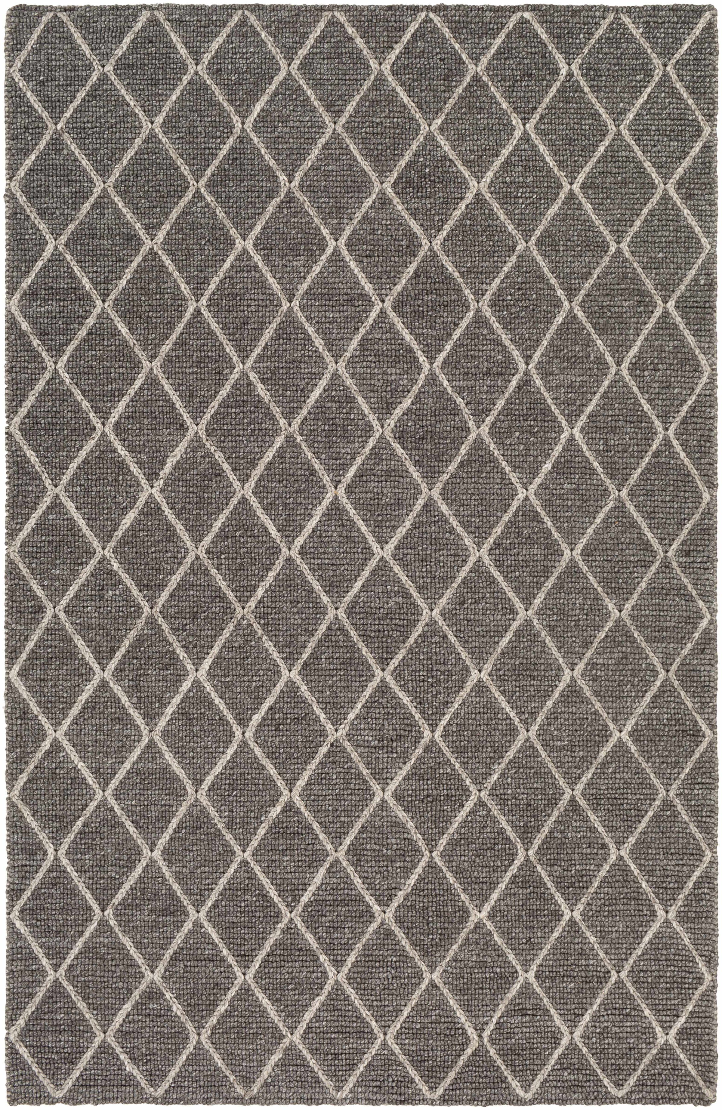 Charcoal Hand Woven 50% Viscose, 50% Wool Modern Rectangle Handmade rug, Indoor use only, no fringe, non-washable.
