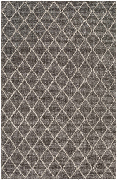 Charcoal Hand Woven 50% Viscose, 50% Wool Modern Rectangle Handmade rug, Indoor use only, no fringe, non-washable.