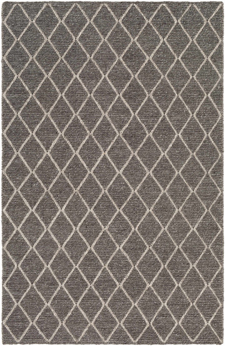 Charcoal Hand Woven 50% Viscose, 50% Wool Modern Rectangle Handmade rug, Indoor use only, no fringe, non-washable.