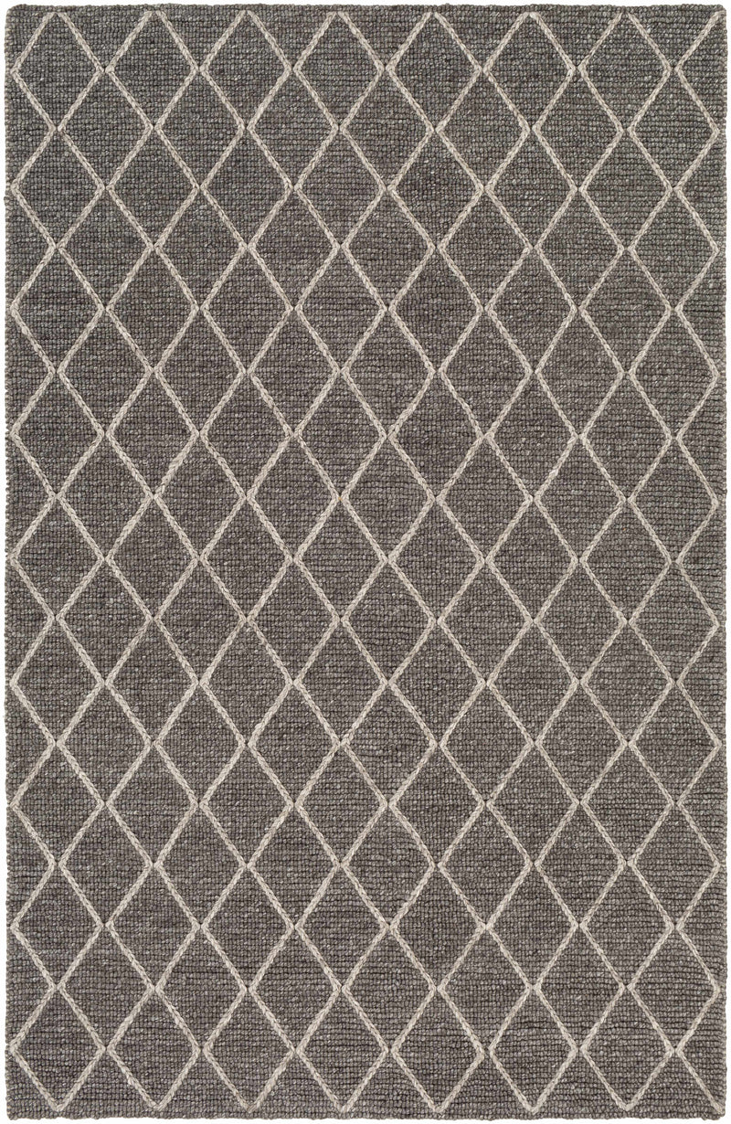 Charcoal Hand Woven 50% Viscose, 50% Wool Modern Rectangle Handmade rug, Indoor use only, no fringe, non-washable.