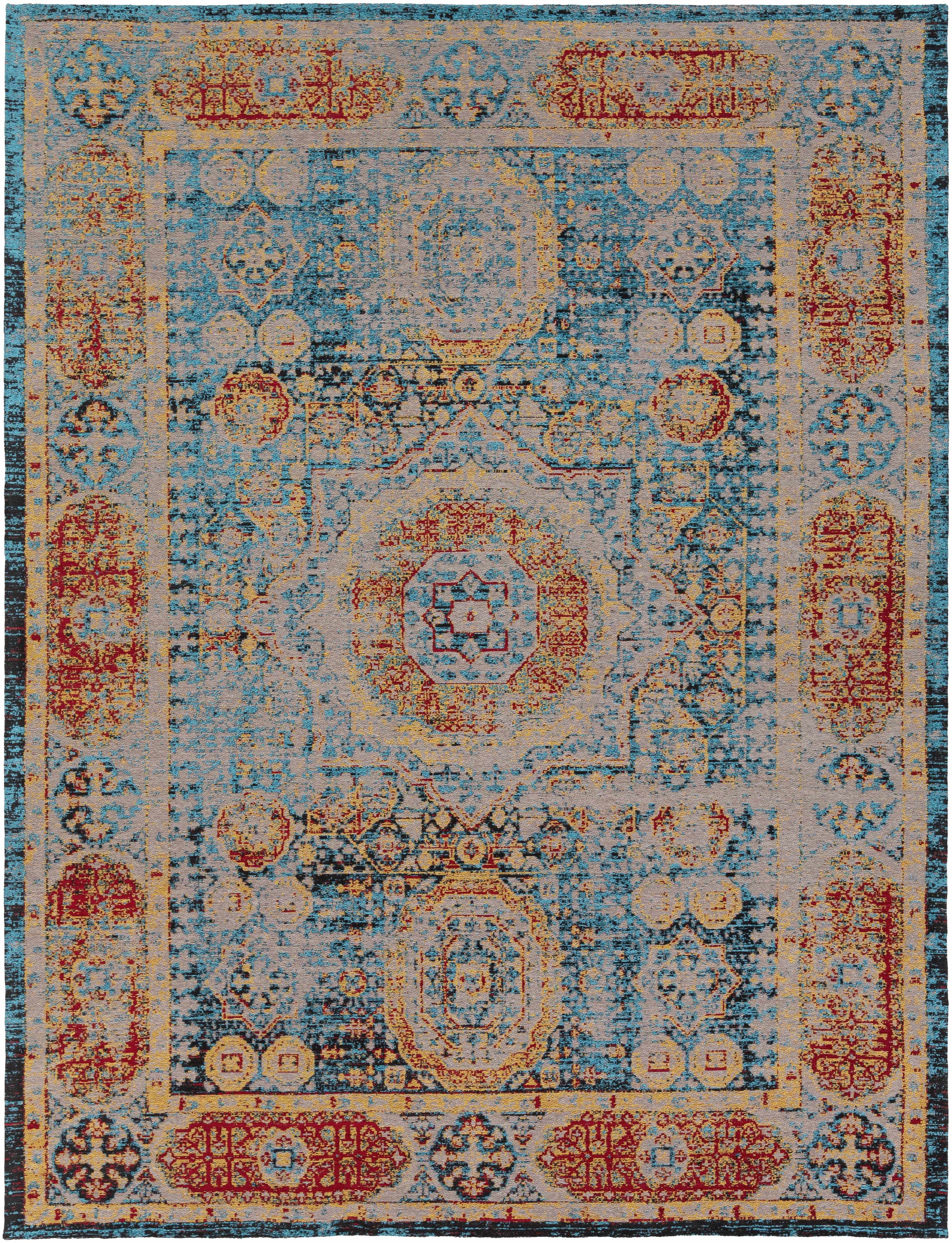 Blue Hand Woven 75% Chenille-Polyester, 25% Cotton Traditional Rectangle Handmade rug, Indoor use only, no fringe, non-washable.