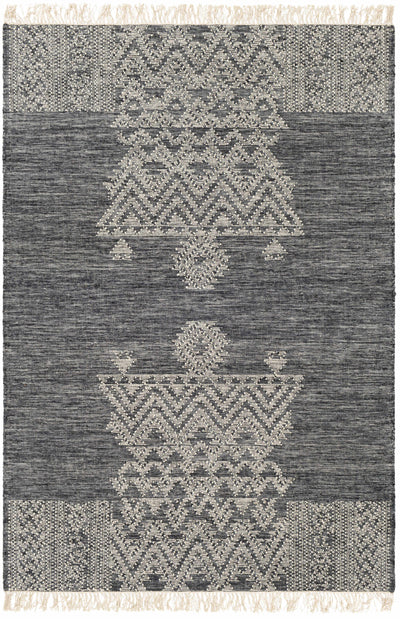 Ink Blue Hand Woven 90% Wool, 10% Cotton Cottage Rectangle Handmade rug, Indoor use only, has fringe, non-washable.