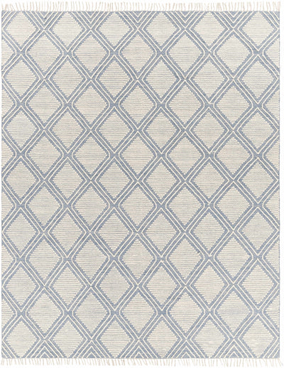 Denim Hand Woven 70% Cotton, 30% Wool Global Rectangle Handmade rug, Indoor use only, has fringe, non-washable. runner also available