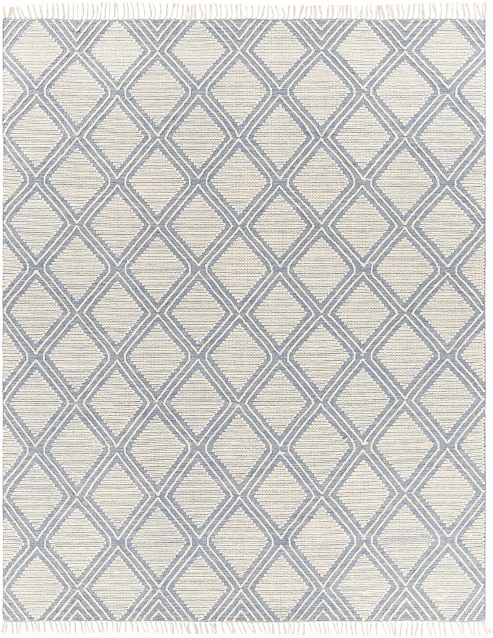 Denim Hand Woven 70% Cotton, 30% Wool Global Rectangle Handmade rug, Indoor use only, has fringe, non-washable. runner also available