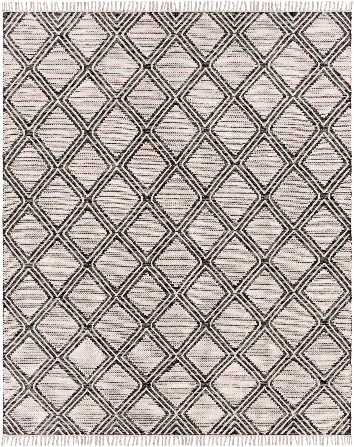 Black Hand Woven 70% Cotton, 30% Wool Global Rectangle Handmade rug, Indoor use only, has fringe, non-washable. runner also available