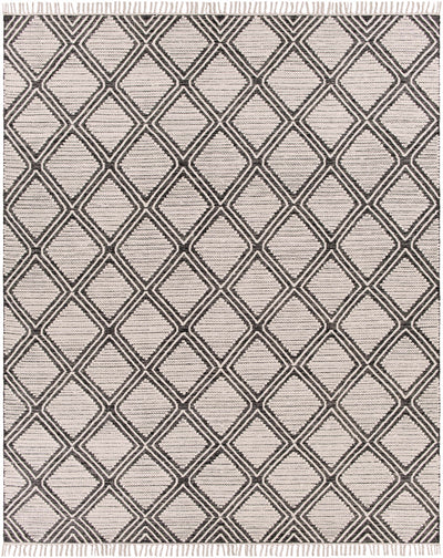 Black Hand Woven 70% Cotton, 30% Wool Global Rectangle Handmade rug, Indoor use only, has fringe, non-washable. runner also available