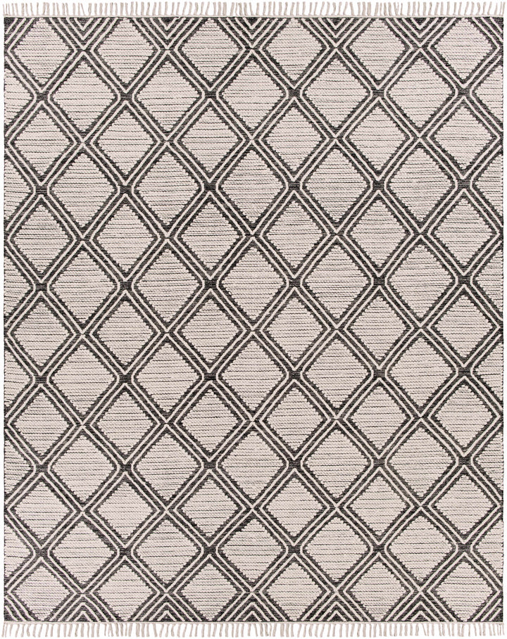 Black Hand Woven 70% Cotton, 30% Wool Global Rectangle Handmade rug, Indoor use only, has fringe, non-washable. runner also available