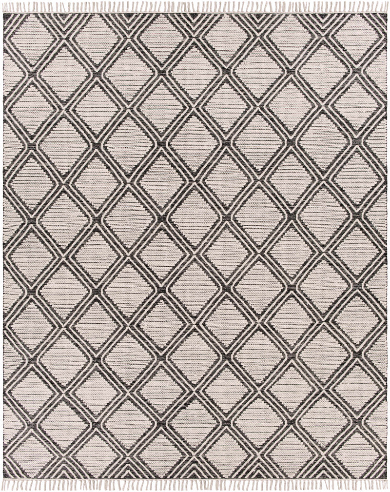 Black Hand Woven 70% Cotton, 30% Wool Global Rectangle Handmade rug, Indoor use only, has fringe, non-washable. runner also available