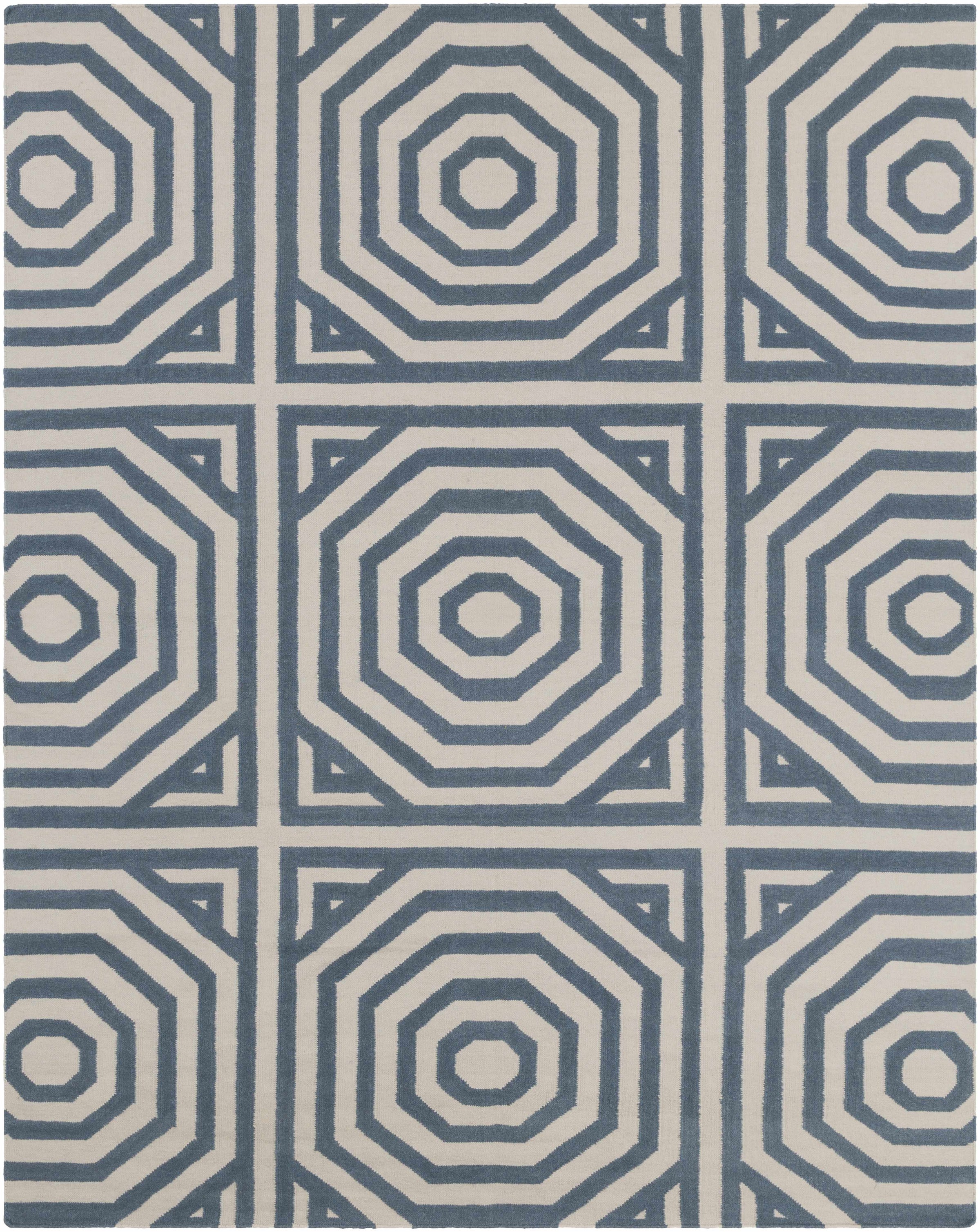 Dark Blue Hand Woven 100% Wool Modern Rectangle Handmade rug, Indoor use only, no fringe, non-washable. runner also available