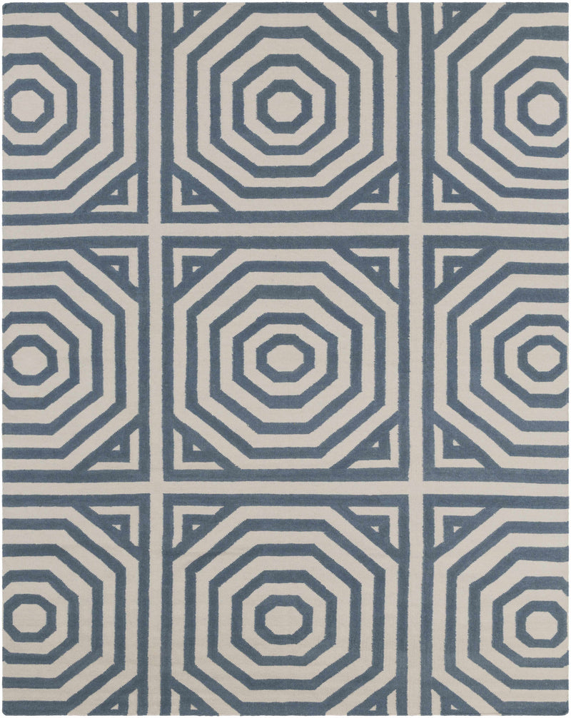 Dark Blue Hand Woven 100% Wool Modern Rectangle Handmade rug, Indoor use only, no fringe, non-washable. runner also available