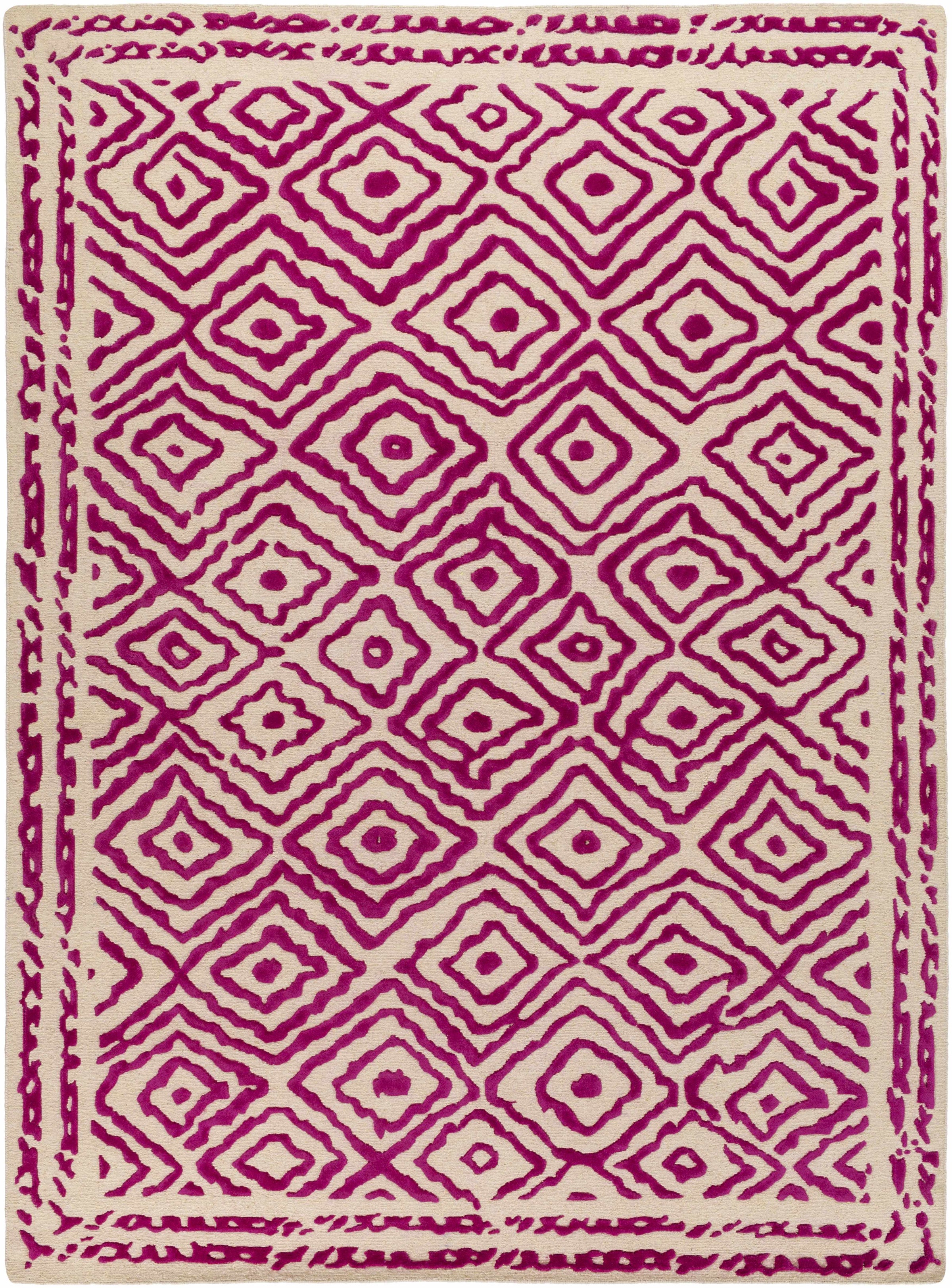 Fuchsia Hand Knotted 100% Wool Traditional Rectangle Handmade rug, Indoor use only, no fringe, non-washable. runner also available