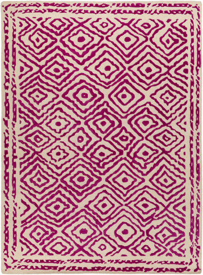Fuchsia Hand Knotted 100% Wool Traditional Rectangle Handmade rug, Indoor use only, no fringe, non-washable. runner also available