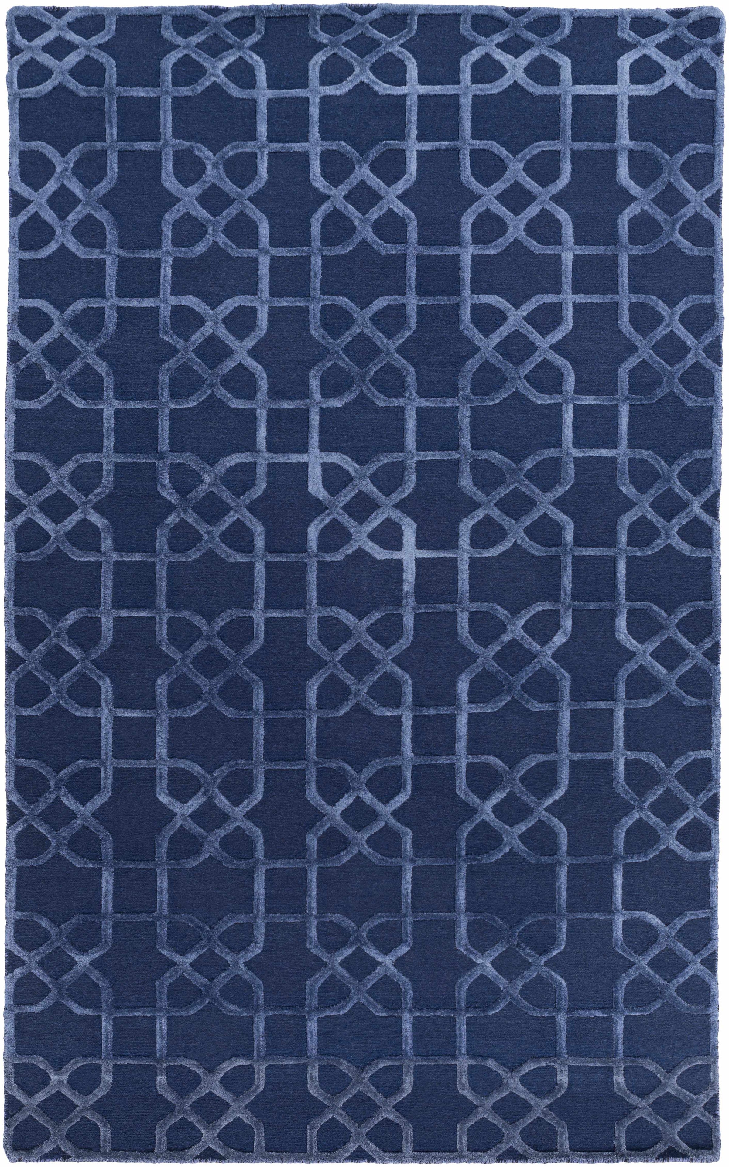 Dark Blue Hand Knotted 100% Wool Traditional Rectangle Handmade rug, Indoor use only, no fringe, non-washable.