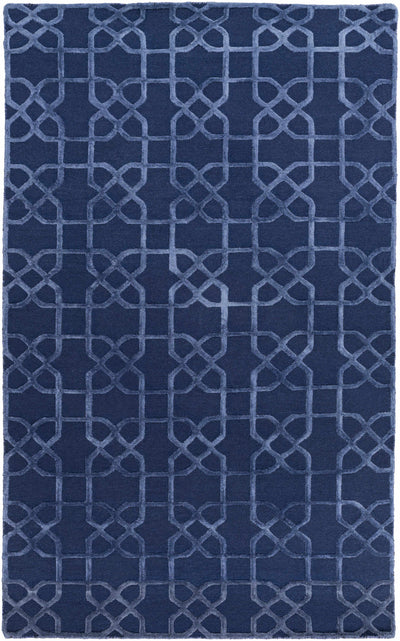 Dark Blue Hand Knotted 100% Wool Traditional Rectangle Handmade rug, Indoor use only, no fringe, non-washable.