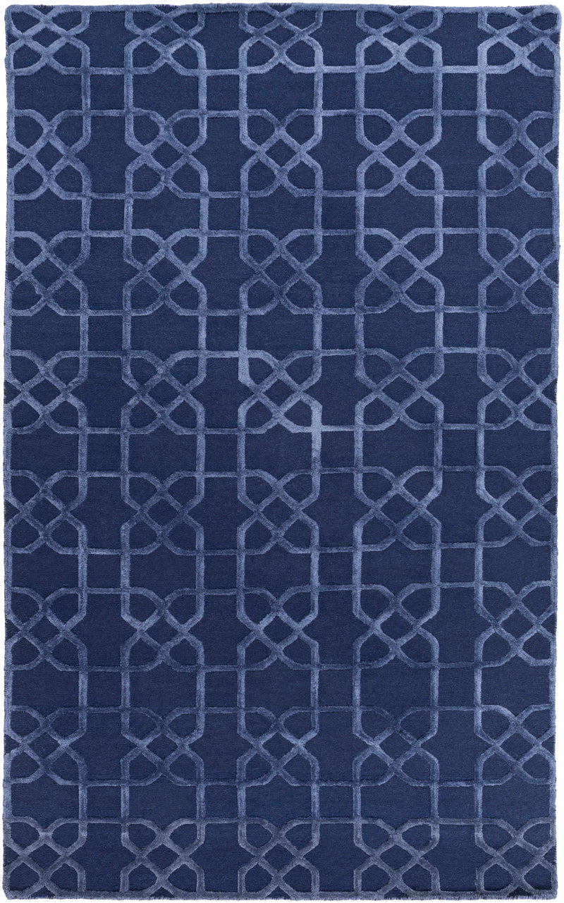 Dark Blue Hand Knotted 100% Wool Traditional Rectangle Handmade rug, Indoor use only, no fringe, non-washable.