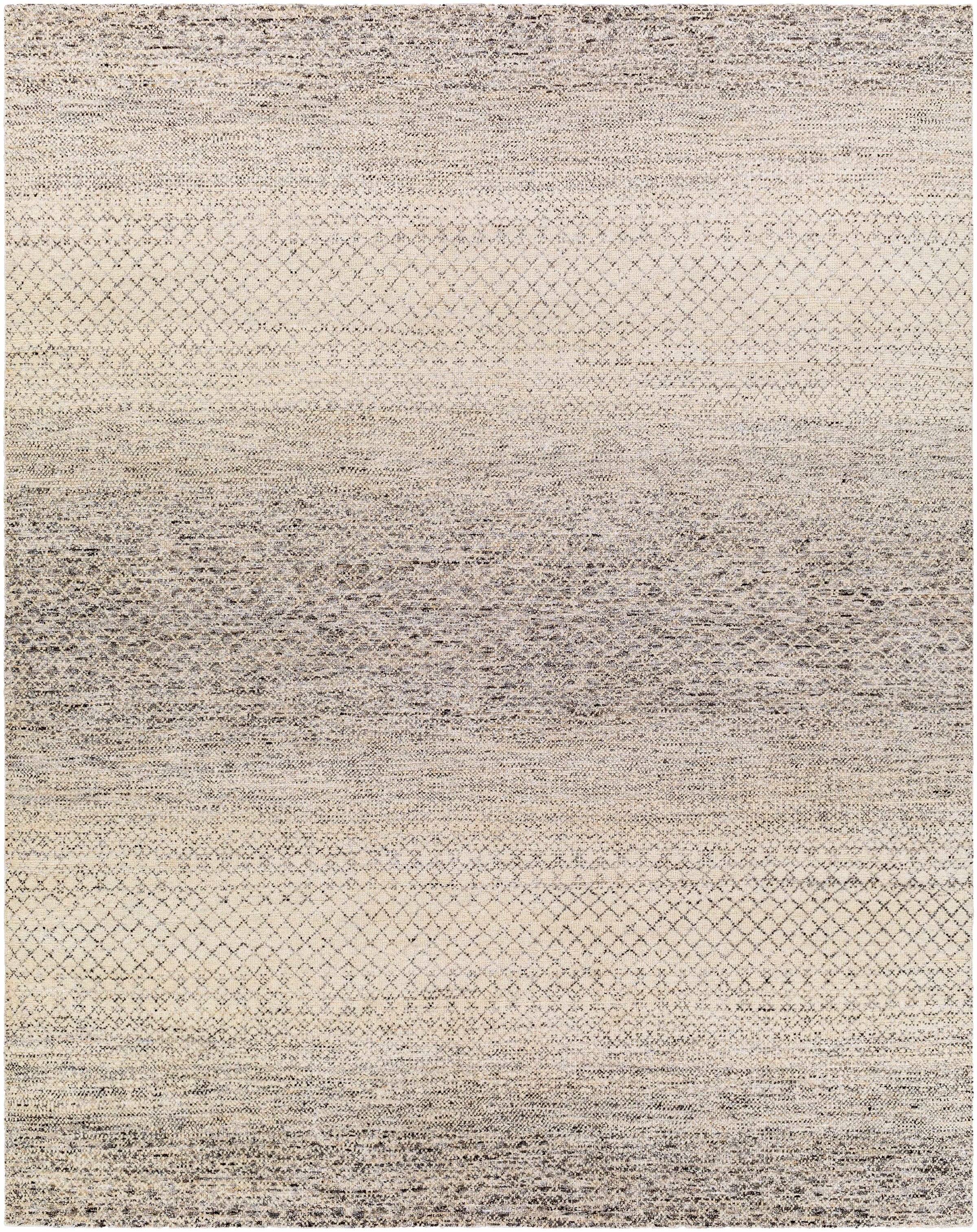 Charcoal Hand Knotted 70% Wool, 30% Viscose Global Rectangle Handmade rug, Indoor use only, no fringe, non-washable.