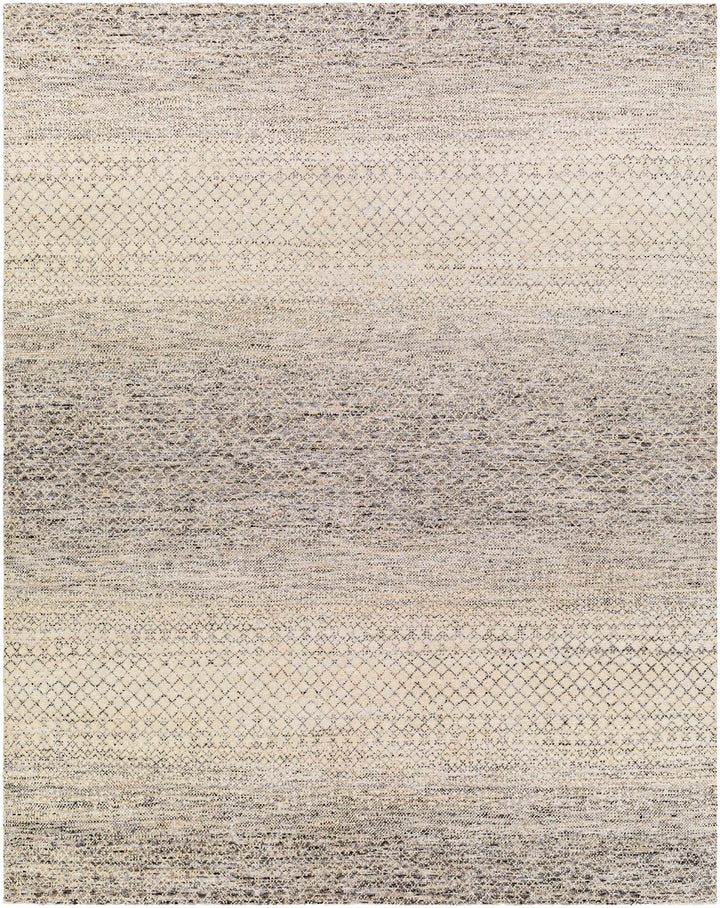 Charcoal Hand Knotted 70% Wool, 30% Viscose Global Rectangle Handmade rug, Indoor use only, no fringe, non-washable.
