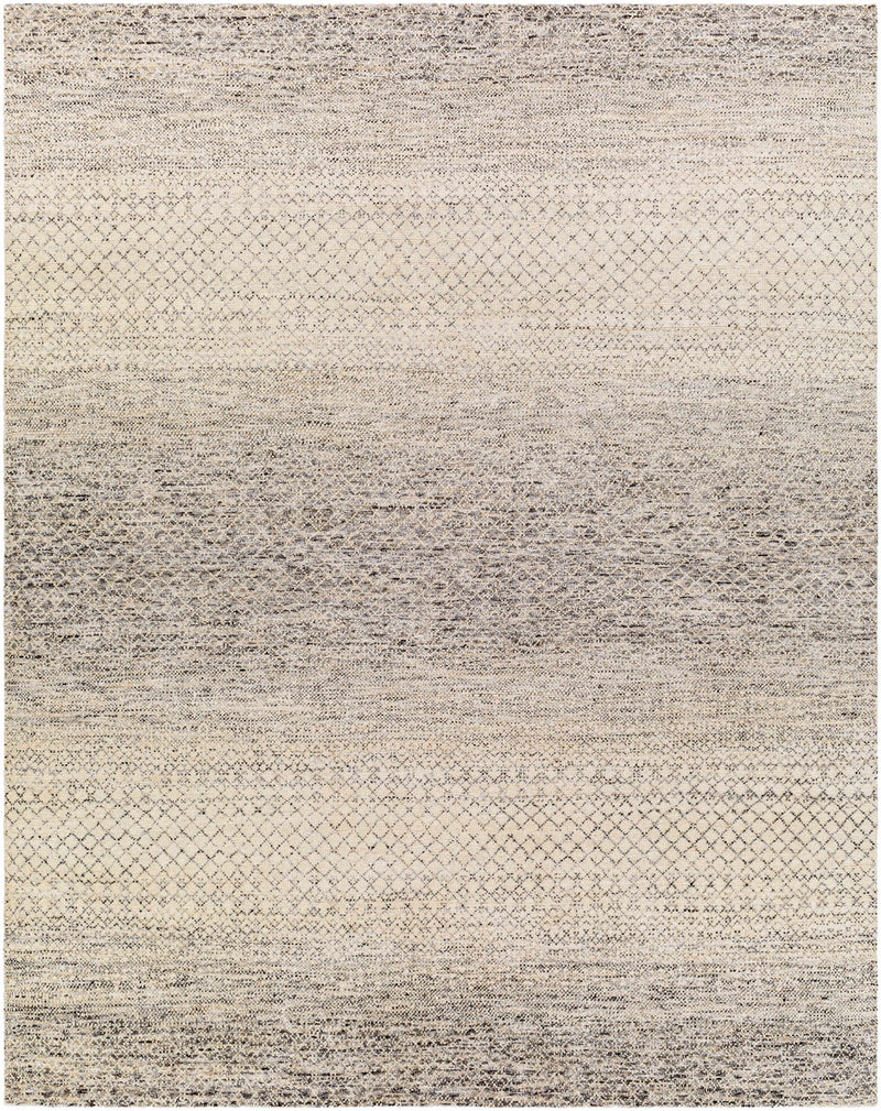 Charcoal Hand Knotted 70% Wool, 30% Viscose Global Rectangle Handmade rug, Indoor use only, no fringe, non-washable.