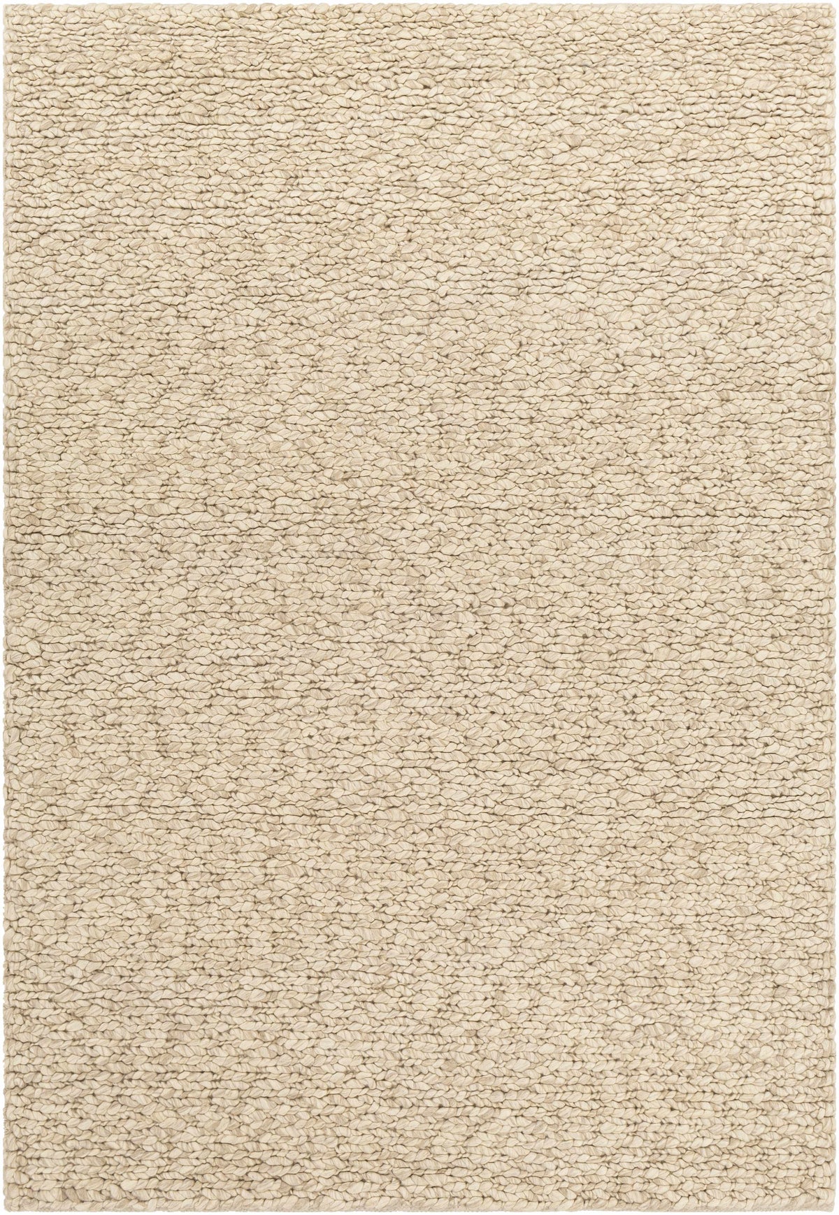 Ivory Hand Woven 100% Wool Cottage Rectangle Handmade rug, Indoor use only, no fringe, non-washable.