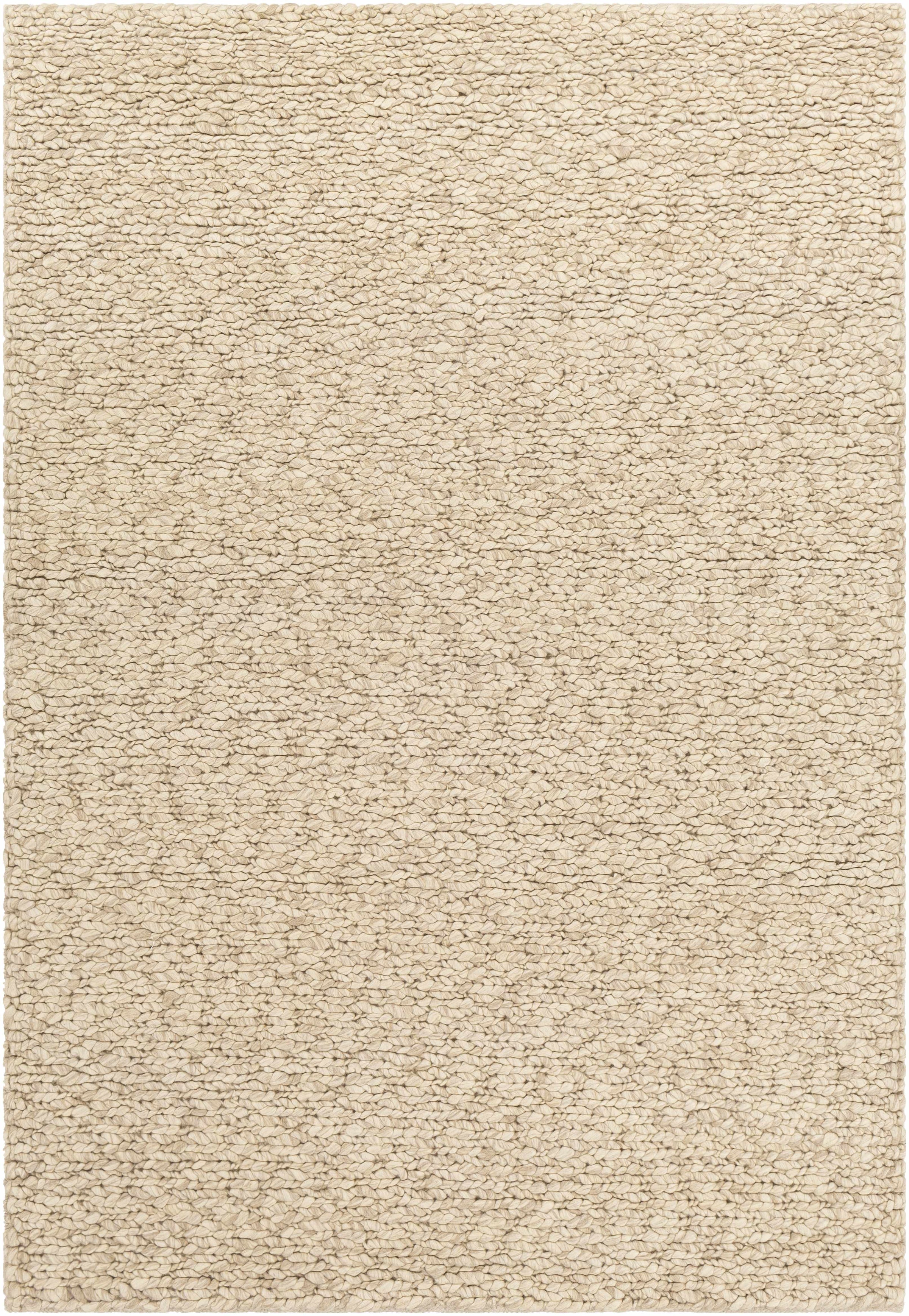 Ivory Hand Woven 100% Wool Cottage Rectangle Handmade rug, Indoor use only, no fringe, non-washable.