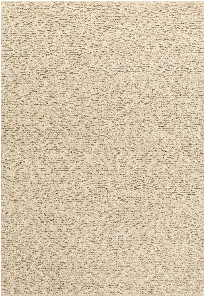 Ivory Hand Woven 100% Wool Cottage Rectangle Handmade rug, Indoor use only, no fringe, non-washable.