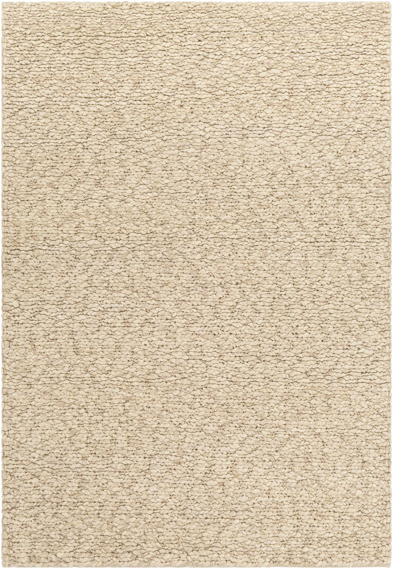 Ivory Hand Woven 100% Wool Cottage Rectangle Handmade rug, Indoor use only, no fringe, non-washable.