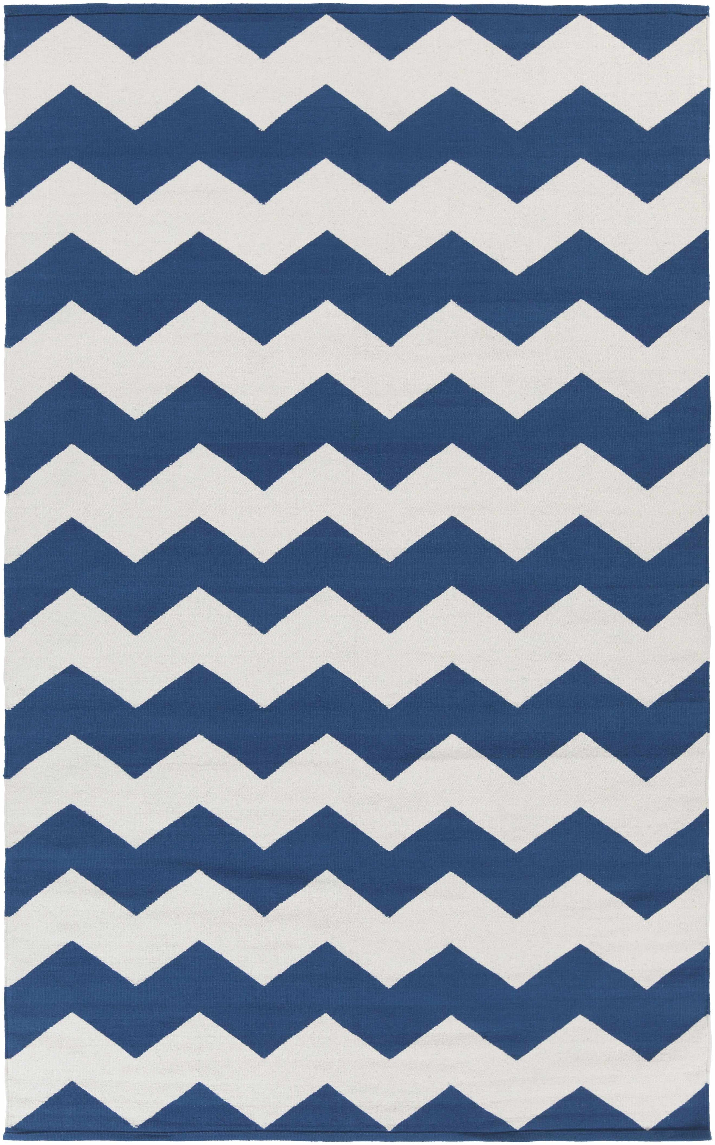 Dark Blue Hand Woven 100% Cotton Modern Rectangle Handmade rug, Indoor use only, no fringe, non-washable.